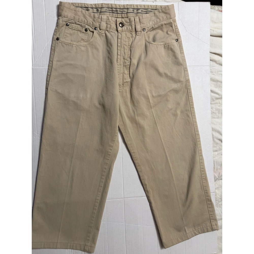 ermenegildo zegna Men's Khaki cotton Stretch Pants Sz 31 Luxury Designer